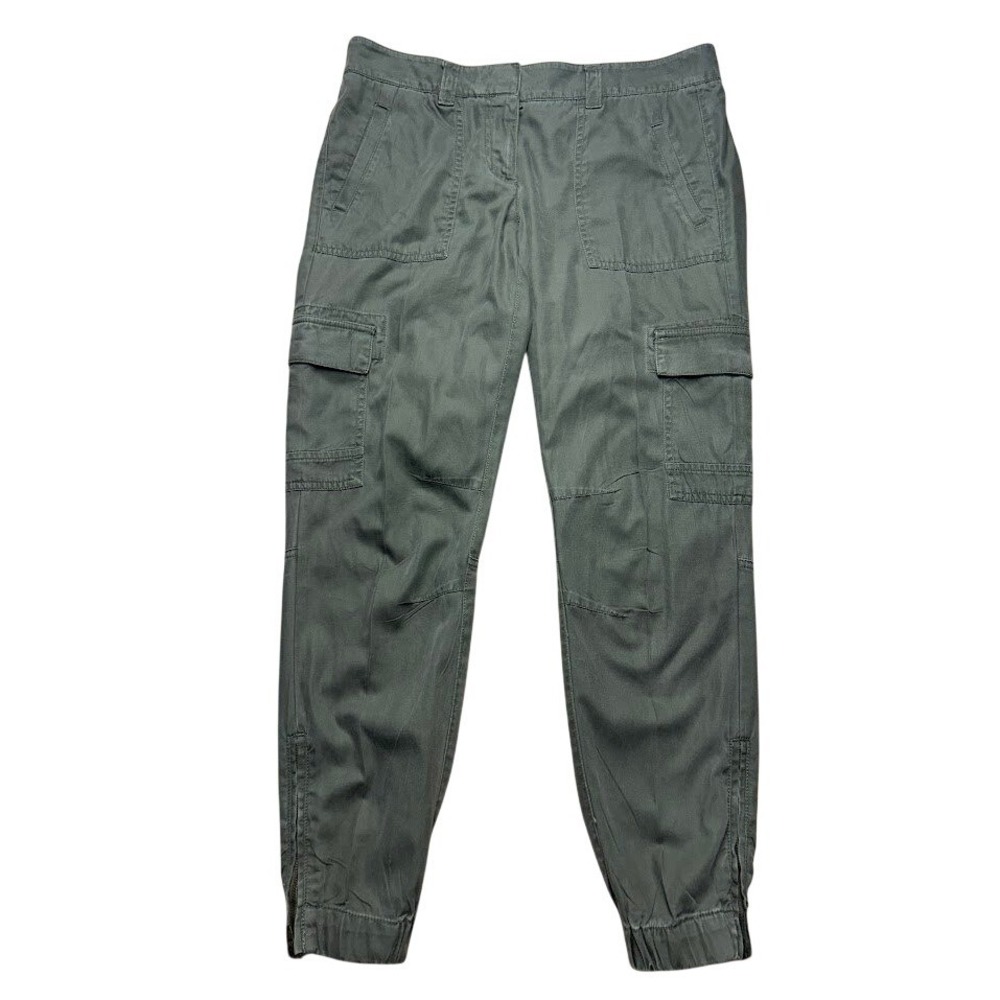 Loft Olive Green Cargo Jogger Pants with Ankle Zips and Utility Pockets 2